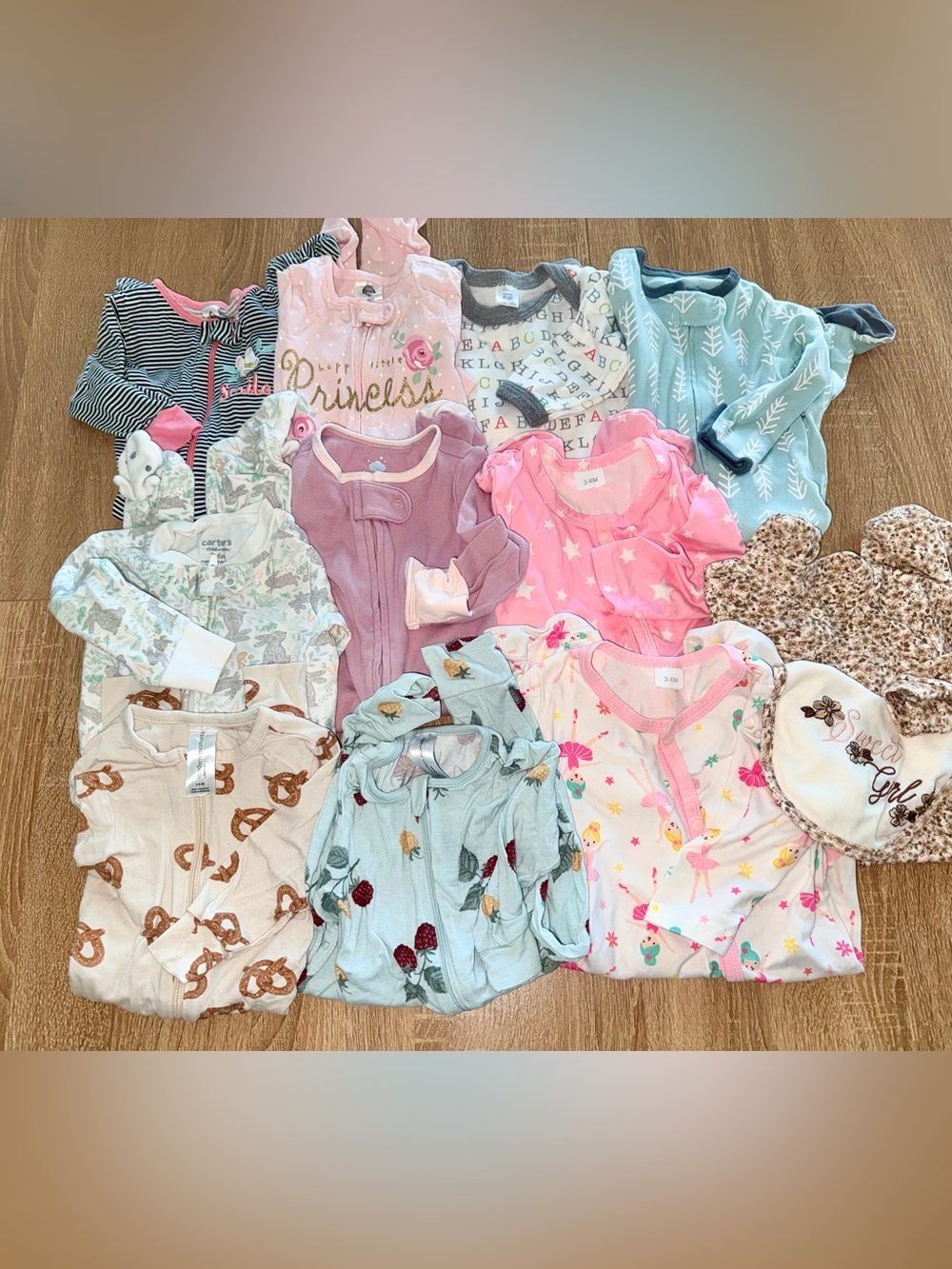 Carter's , Gerber & Cloud island Baby Sleepers infant girl sz 3-6 month